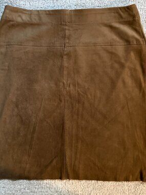 MAX Studio Skirt Washable Vegan Suede Burnt Brown Medium Petite MP